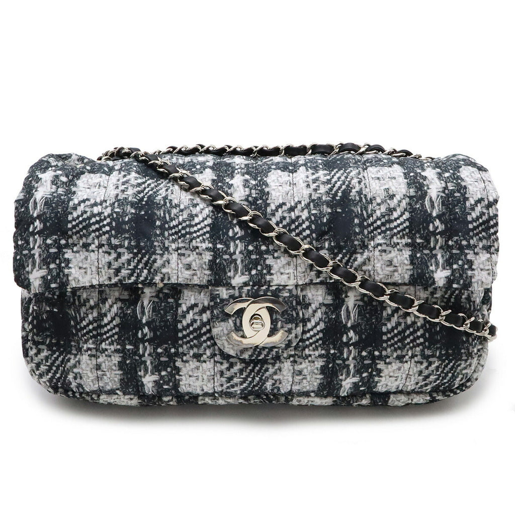 Chanel Tweed Single Flap Bag with Box and Accessories