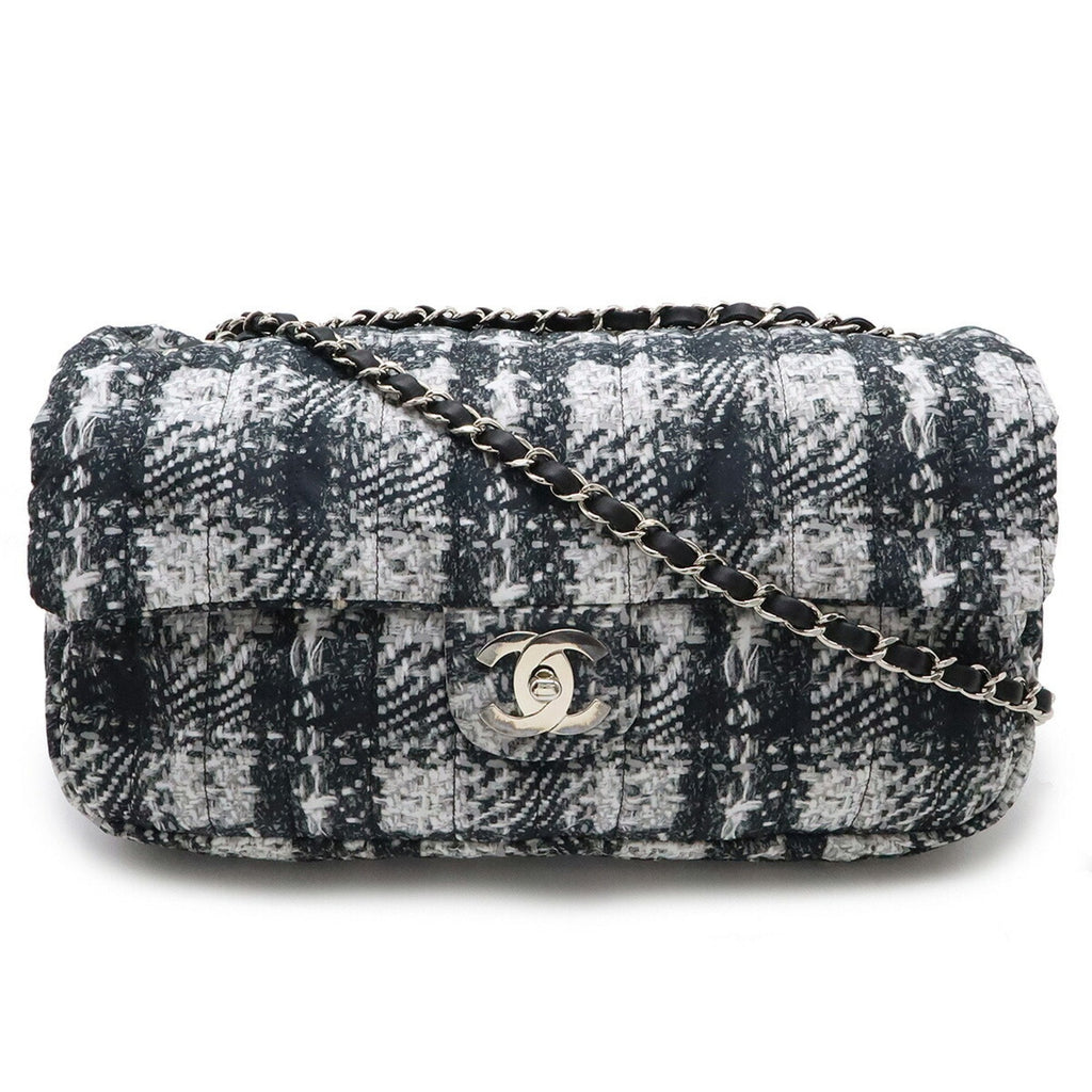 Chanel Tweed Single Flap Bag with Box and Accessories