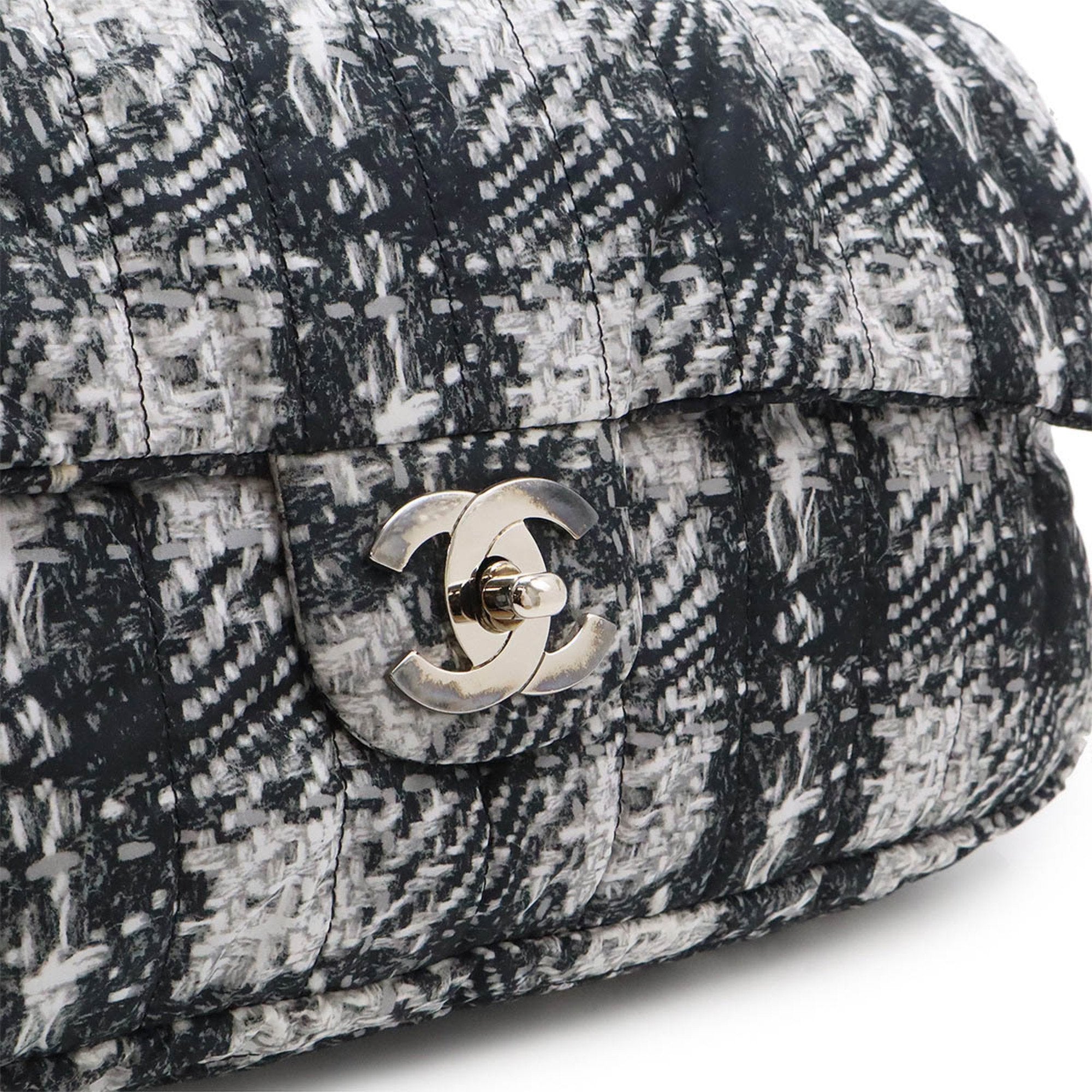 Chanel Tweed Single Flap Bag with Box and Accessories