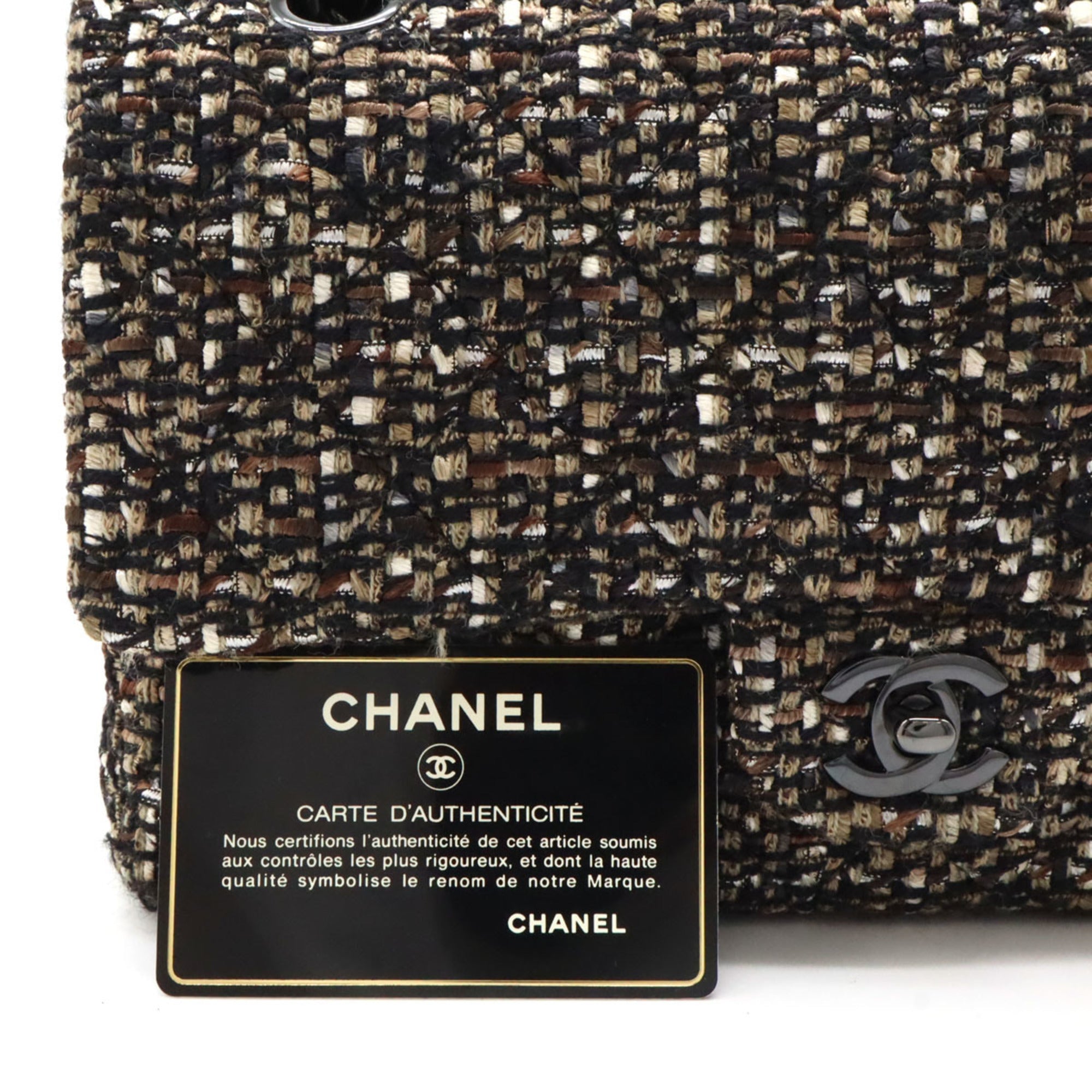Chanel Timeless Tweed Bag with Dust Bag and  Card