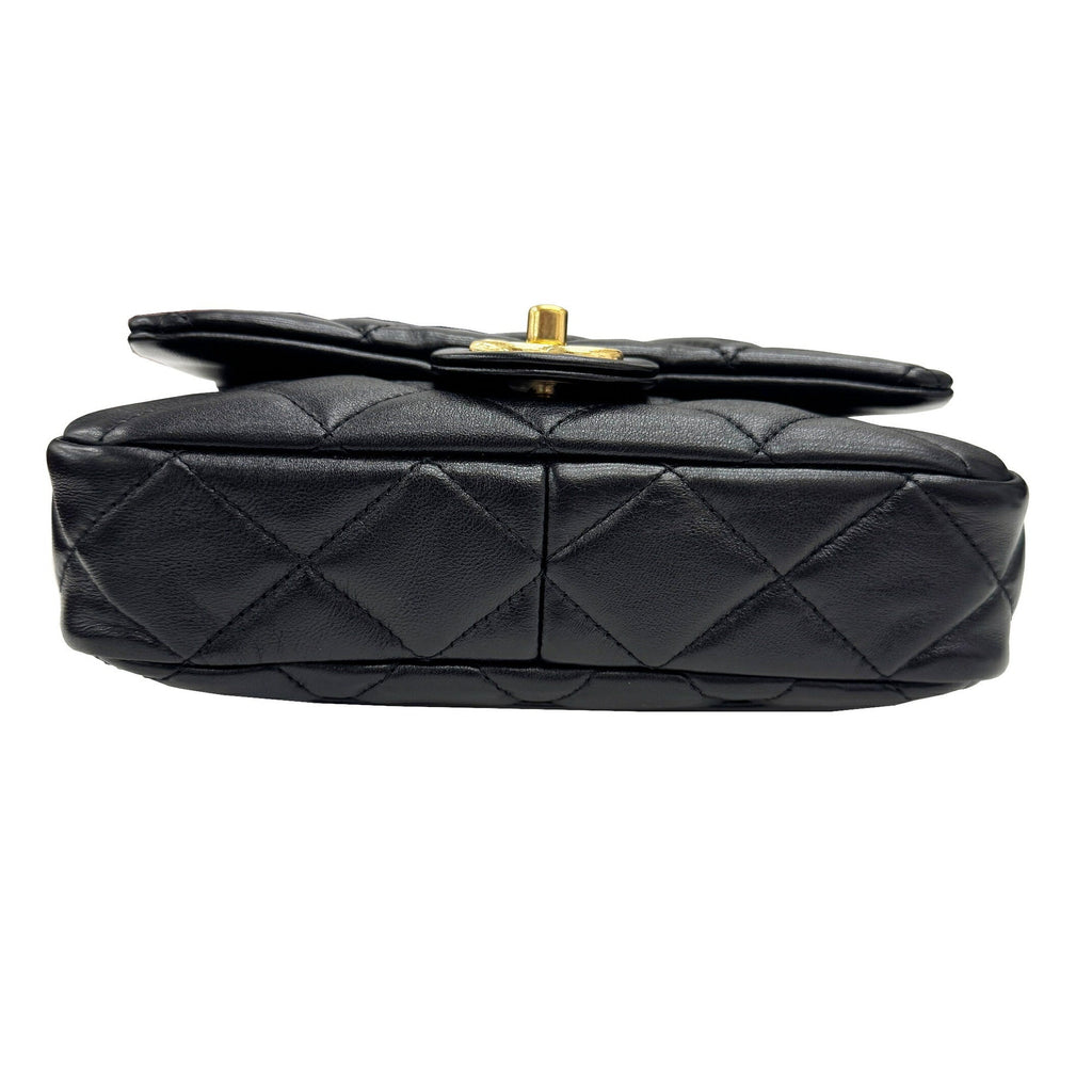 Chanel Leather Single Flap Bag with Dust Bag and Metal Fittings