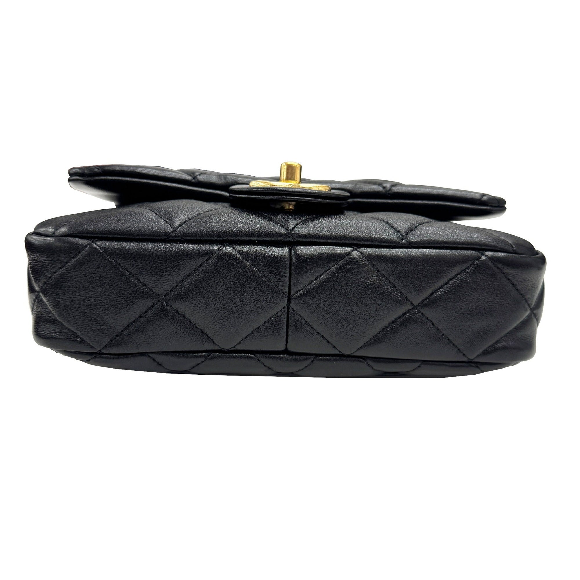 Chanel Leather Single Flap Bag with Dust Bag and Metal Fittings