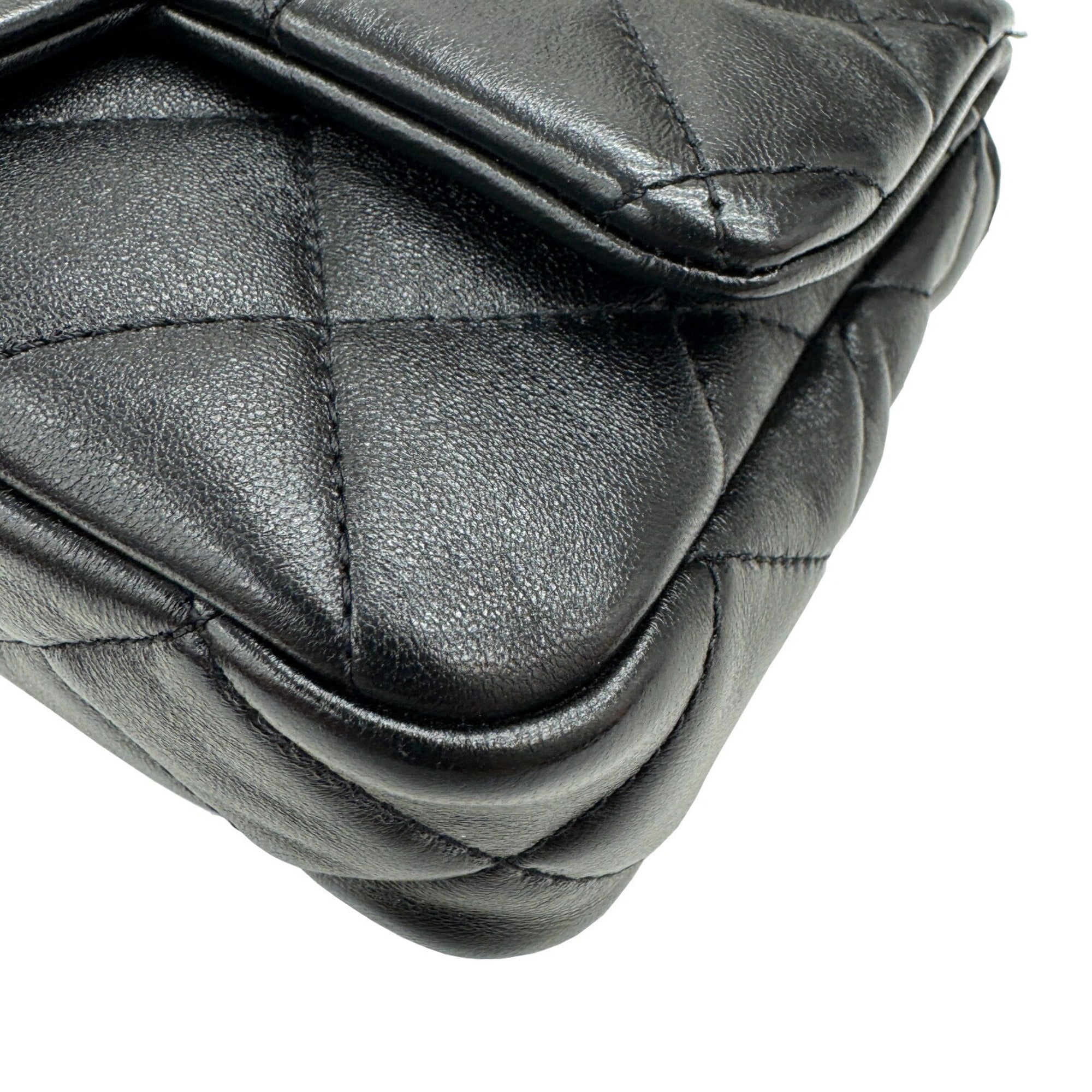 Chanel Leather Single Flap Bag with Dust Bag and Metal Fittings