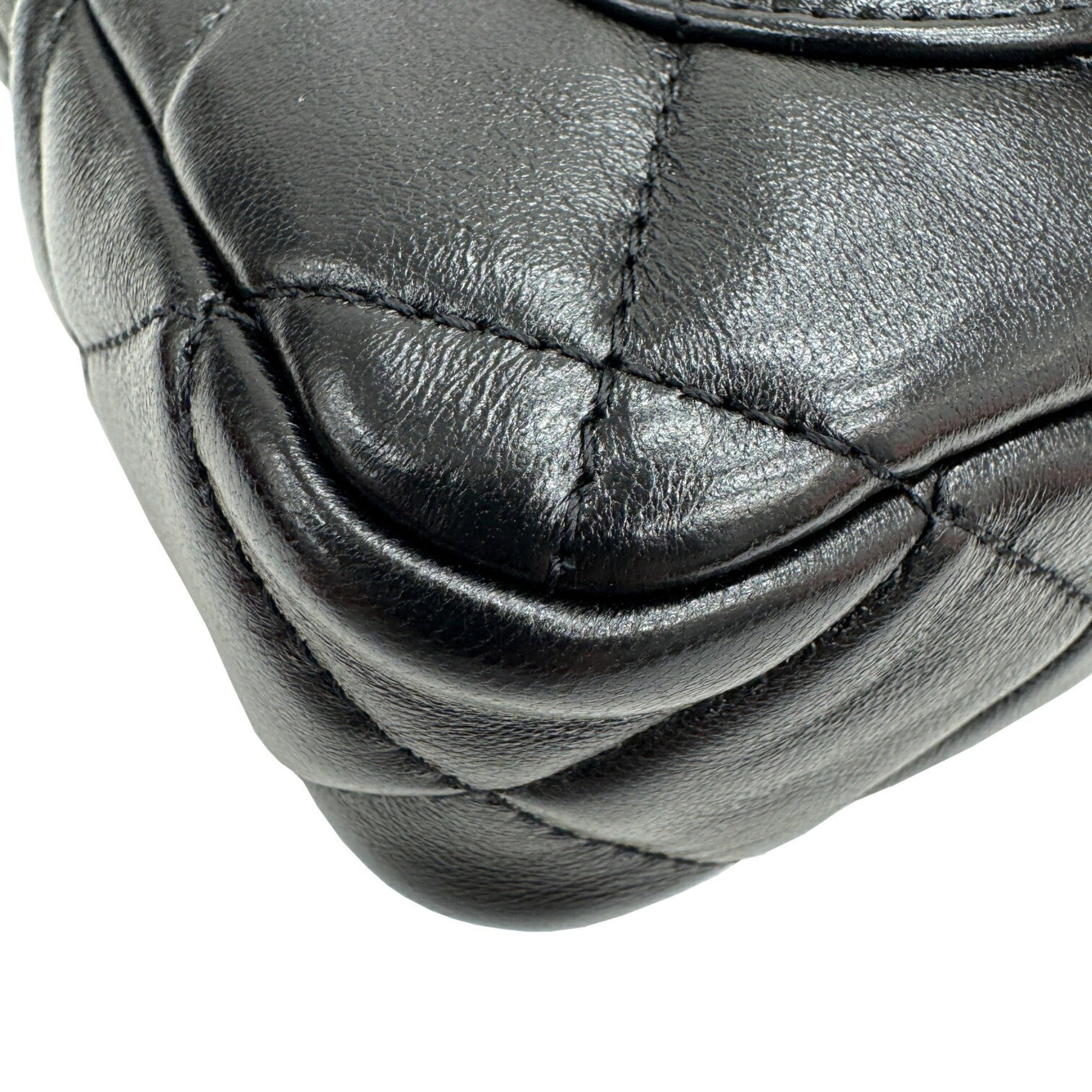 Chanel Leather Single Flap Bag with Dust Bag and Metal Fittings