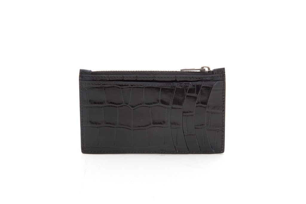 Balenciaga Black Embossed Leather Card Wallet
