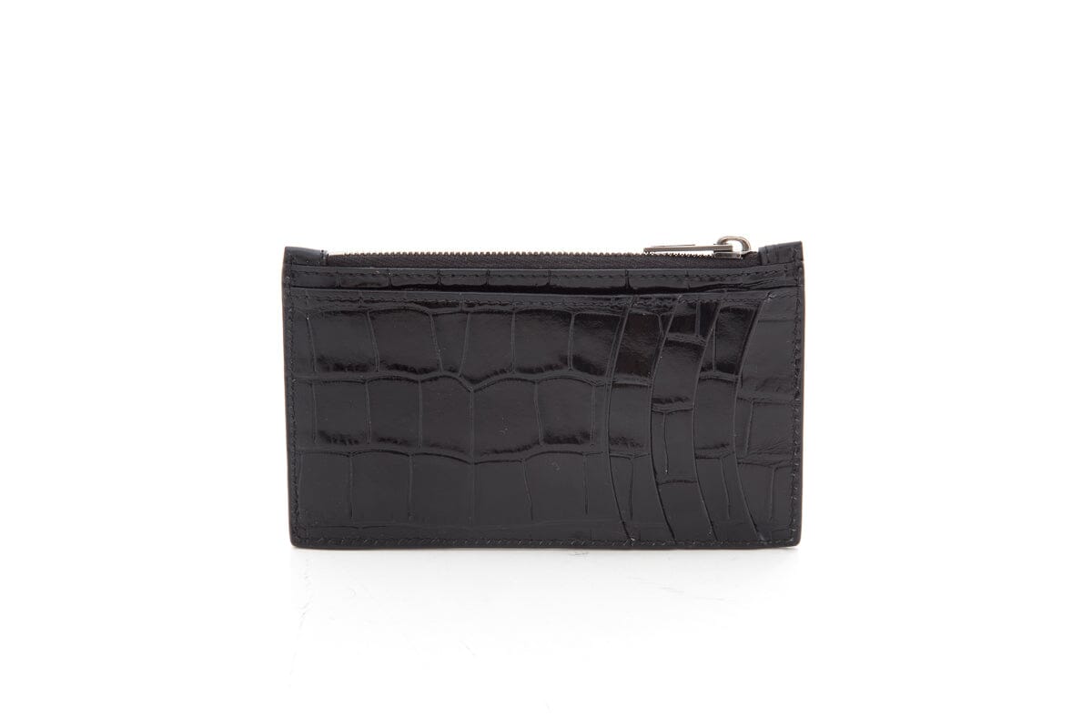 Balenciaga Black Embossed Leather Card Wallet