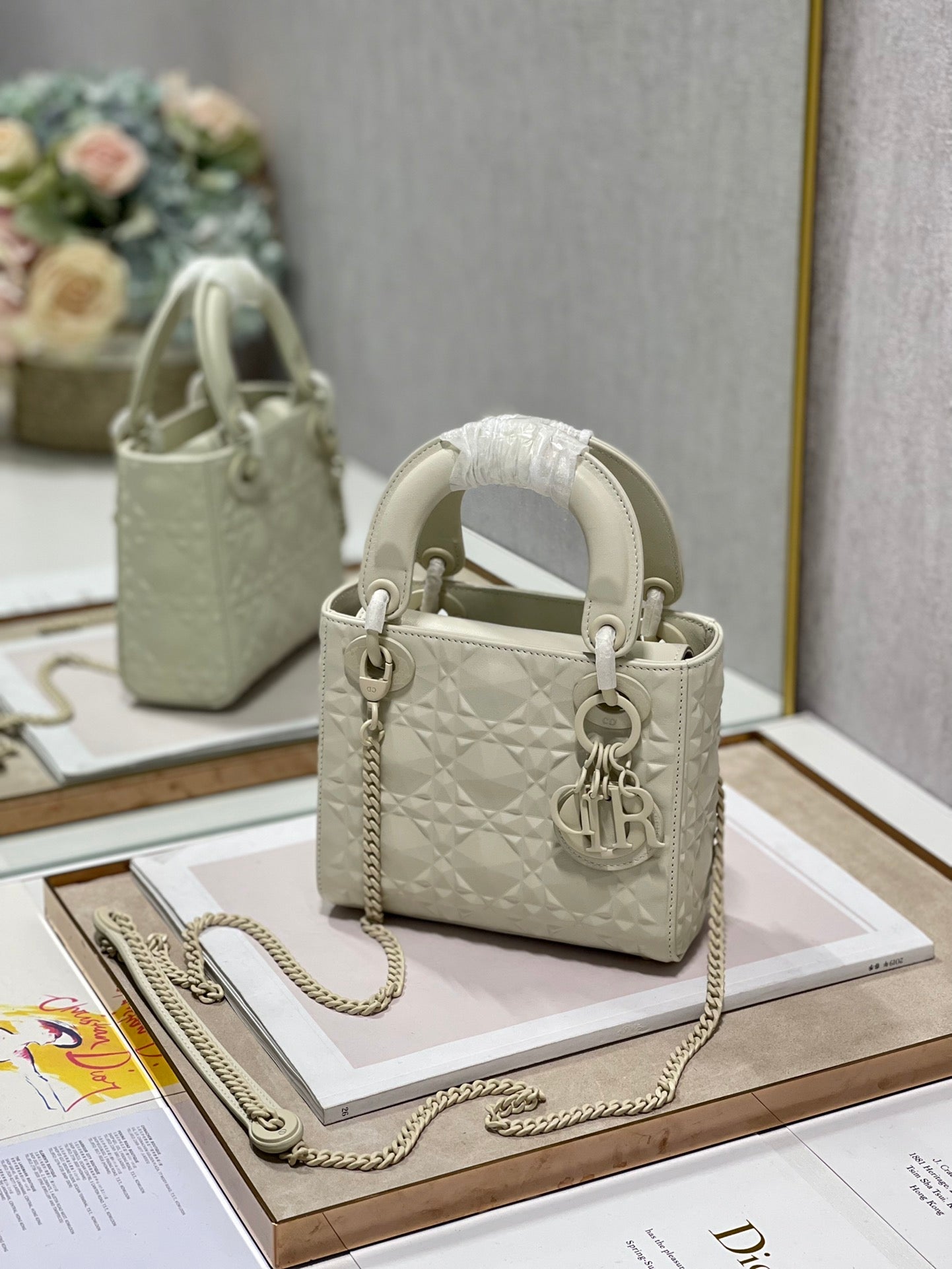GLAMI Mini Lady Bag Latte Cannage with Beaded Motif, Beige, For Women WomenÃ¢â‚¬â„¢s Handbags, Crossbody Bags, 18cm CD M0505INEA_M030