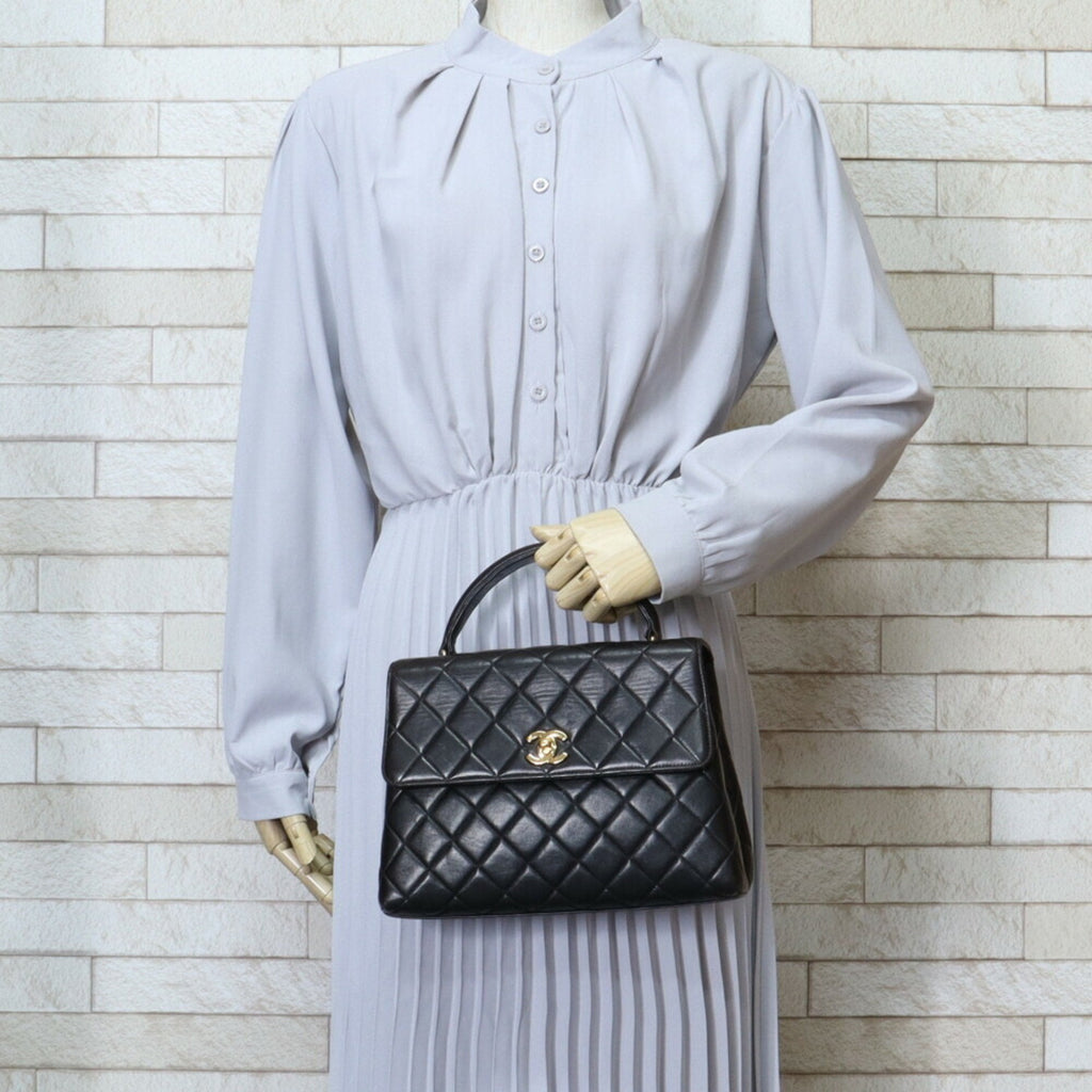 Chanel Leather Coco Handle Bag with  Card
