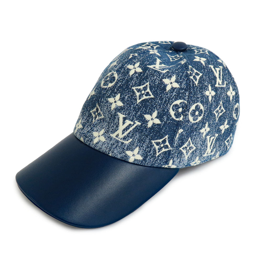 Louis Vuitton Denim M77437 Hat Baseball Hats Monogram Nylon Cotton Blue White Small