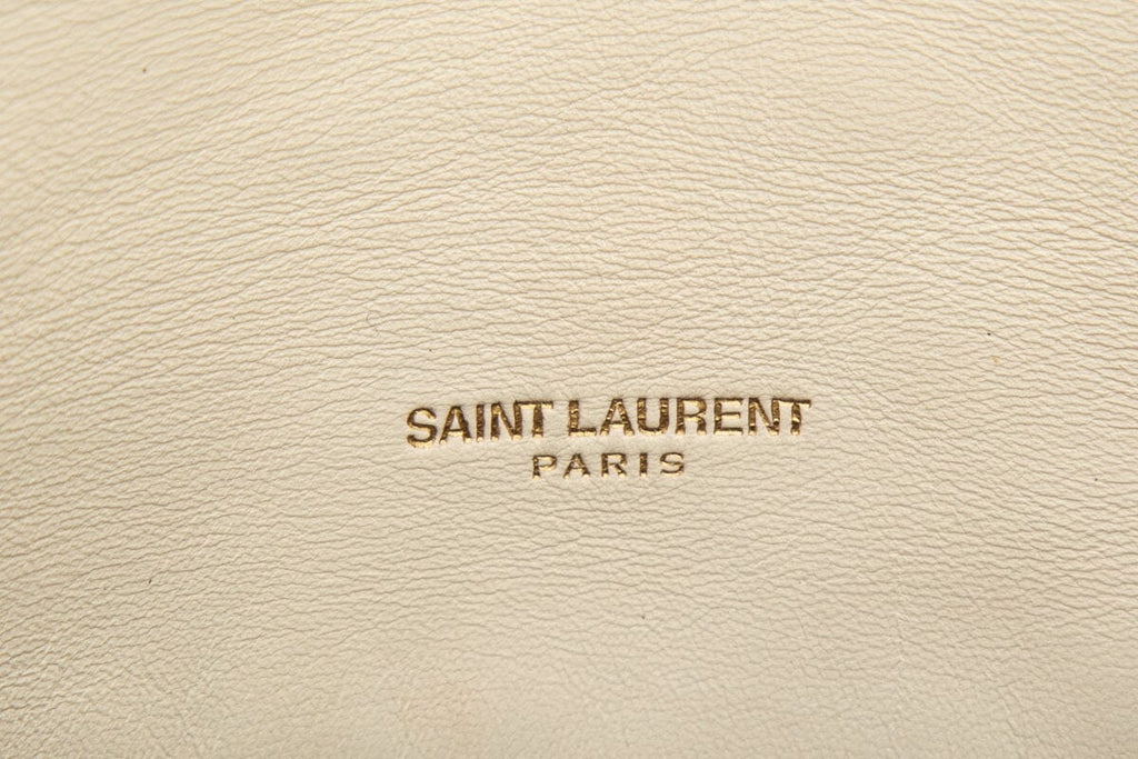 YSL Cream Boucle Tweed Quilted Loulou Puffer Handbag