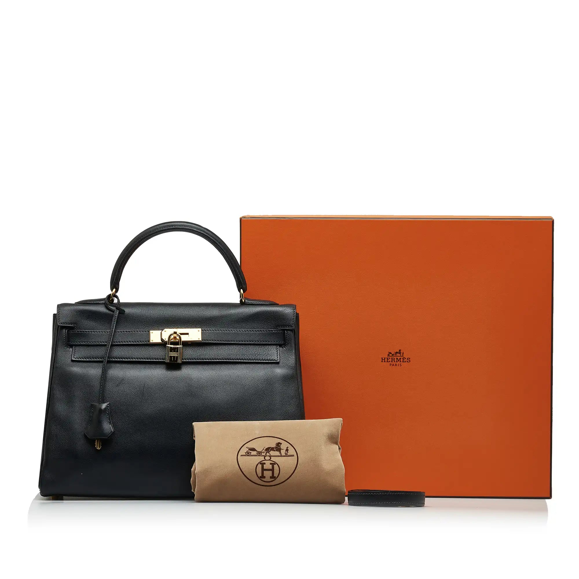 HermÃƒÆ’Ã‚Â¨s Kelly 32 Black Evercolor Clemence Gold