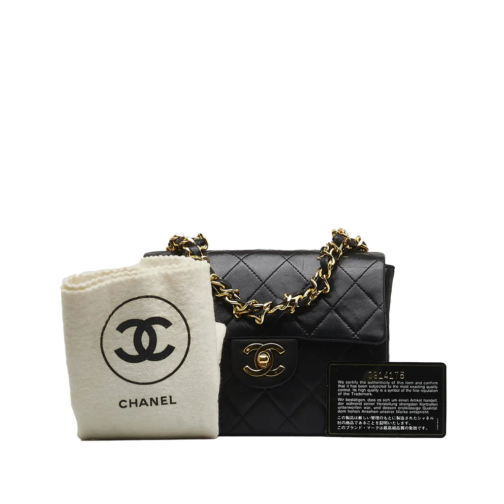 Chanel Classic Flap Mini Black Square Lambskin Gold