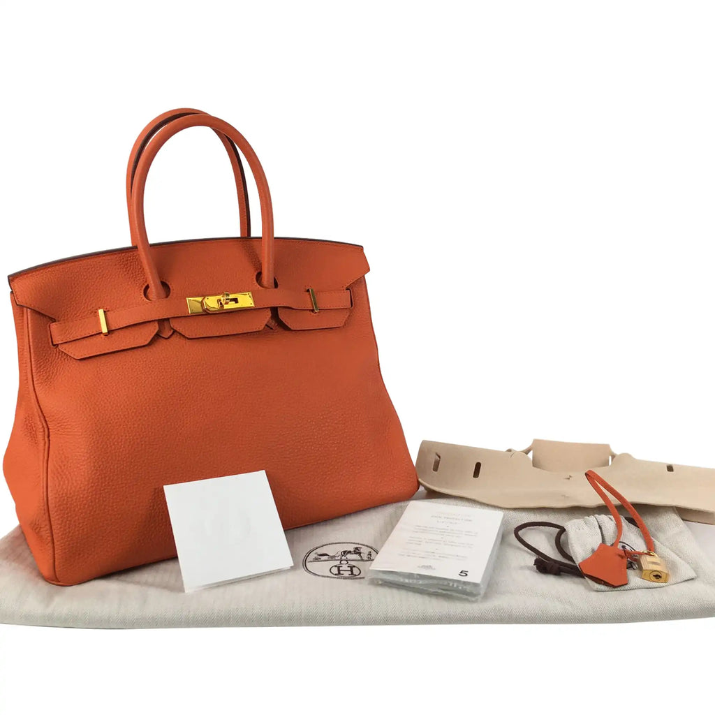 HermÃƒÆ’Ã‚Â¨s Birkin 35 Orange Retourne Togo Palladium