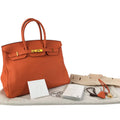 HermÃƒÆ’Ã‚Â¨s Birkin 35 Orange Retourne Togo Palladium