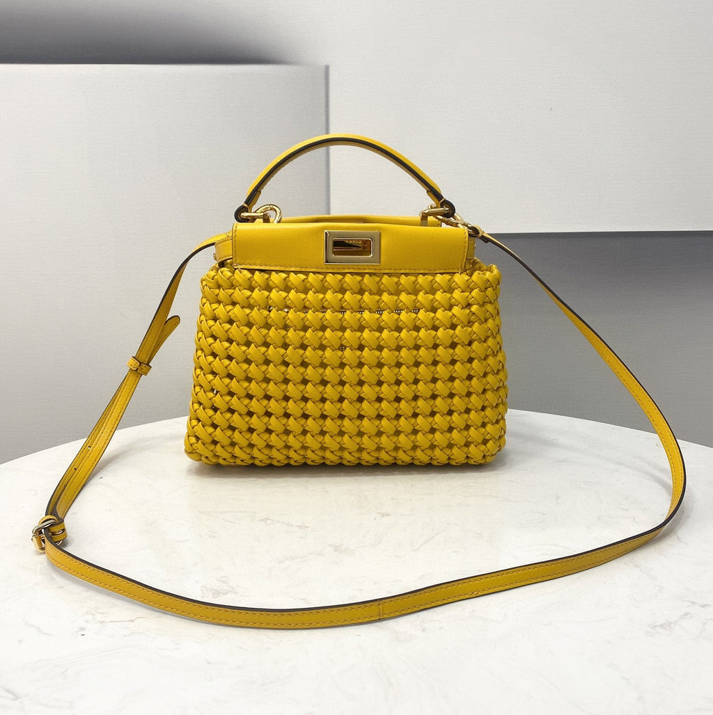 FI GlamI Mini Yellow Braided Bag For Woman 18cm/7in