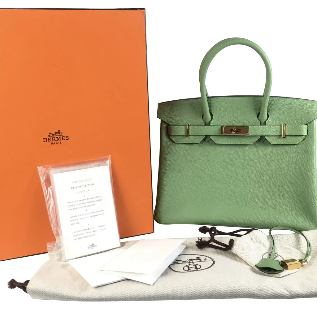 HermÃƒÆ’Ã‚Â¨s Birkin 30 Light Green Epsom Gold