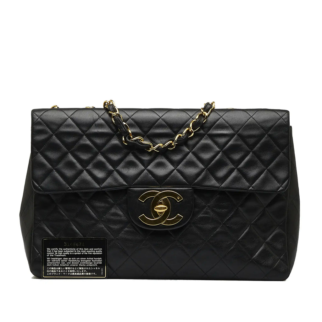 Chanel Classic Single Flap Jumbo Black Lambskin Gold