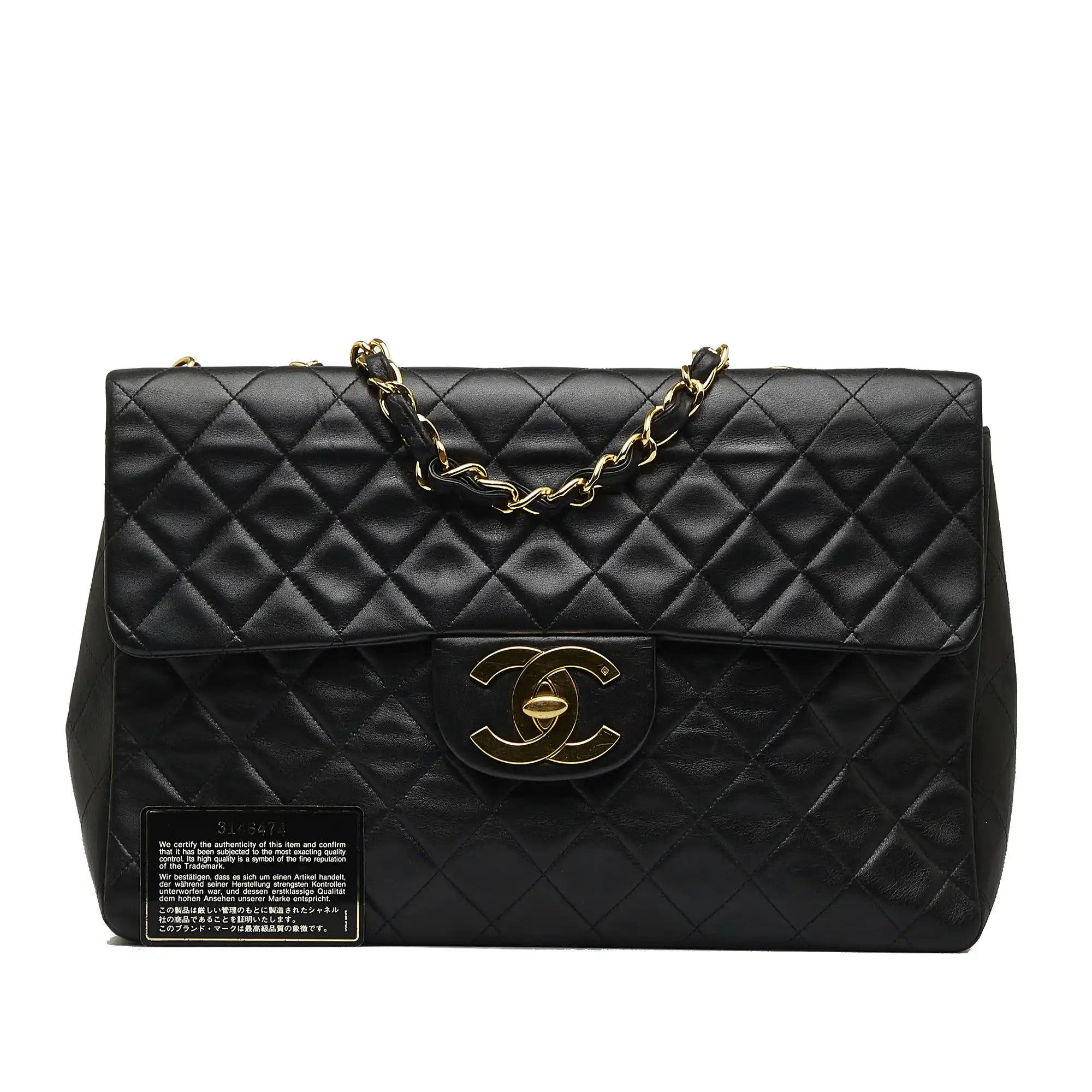 Chanel Classic Single Flap Jumbo Black Lambskin Gold