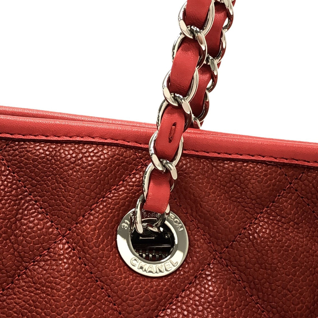 Red Chanel Caviar French Riviera Tote