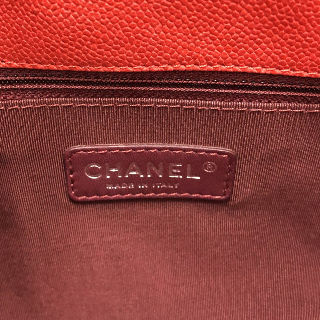 Red Chanel Caviar French Riviera Tote