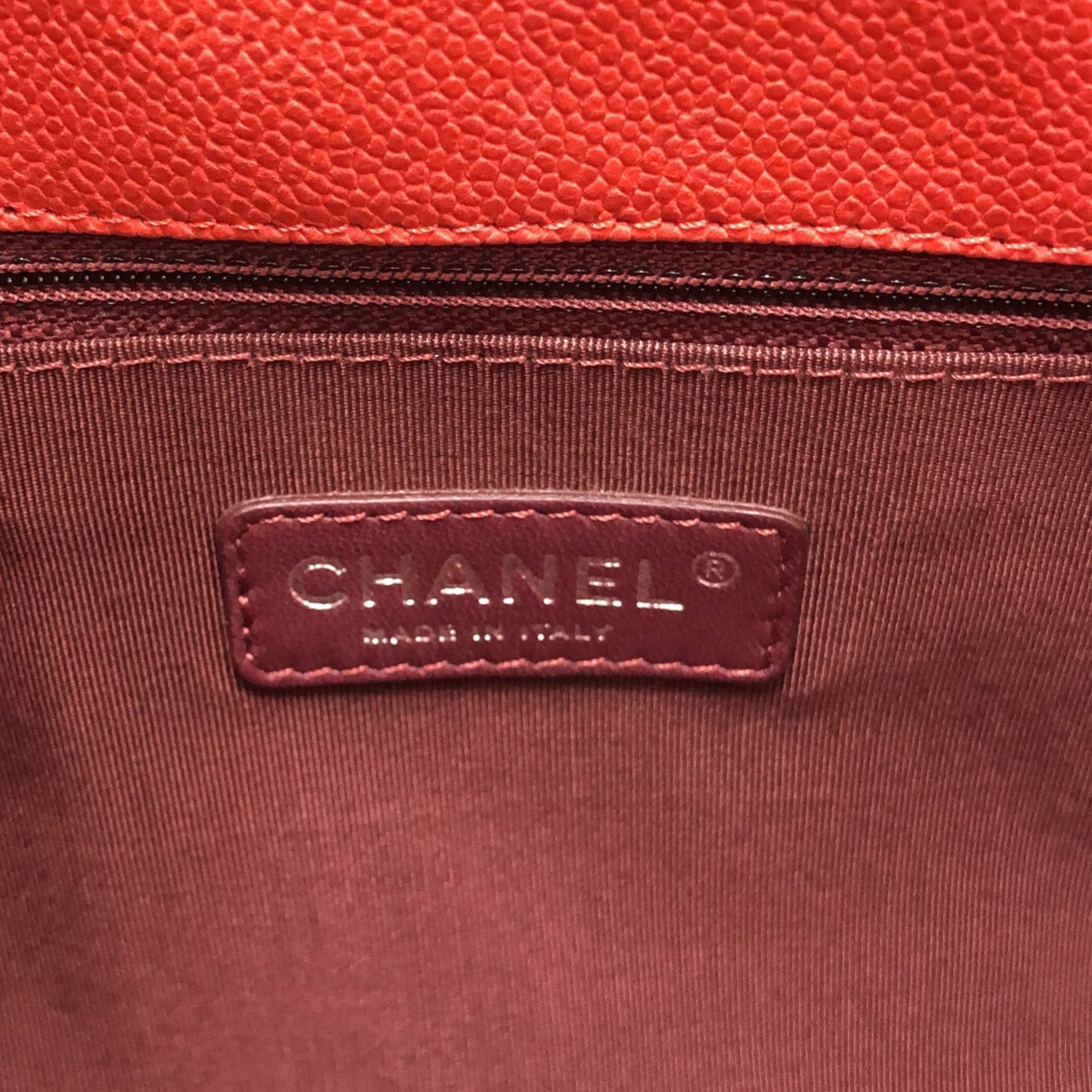 Red Chanel Caviar French Riviera Tote
