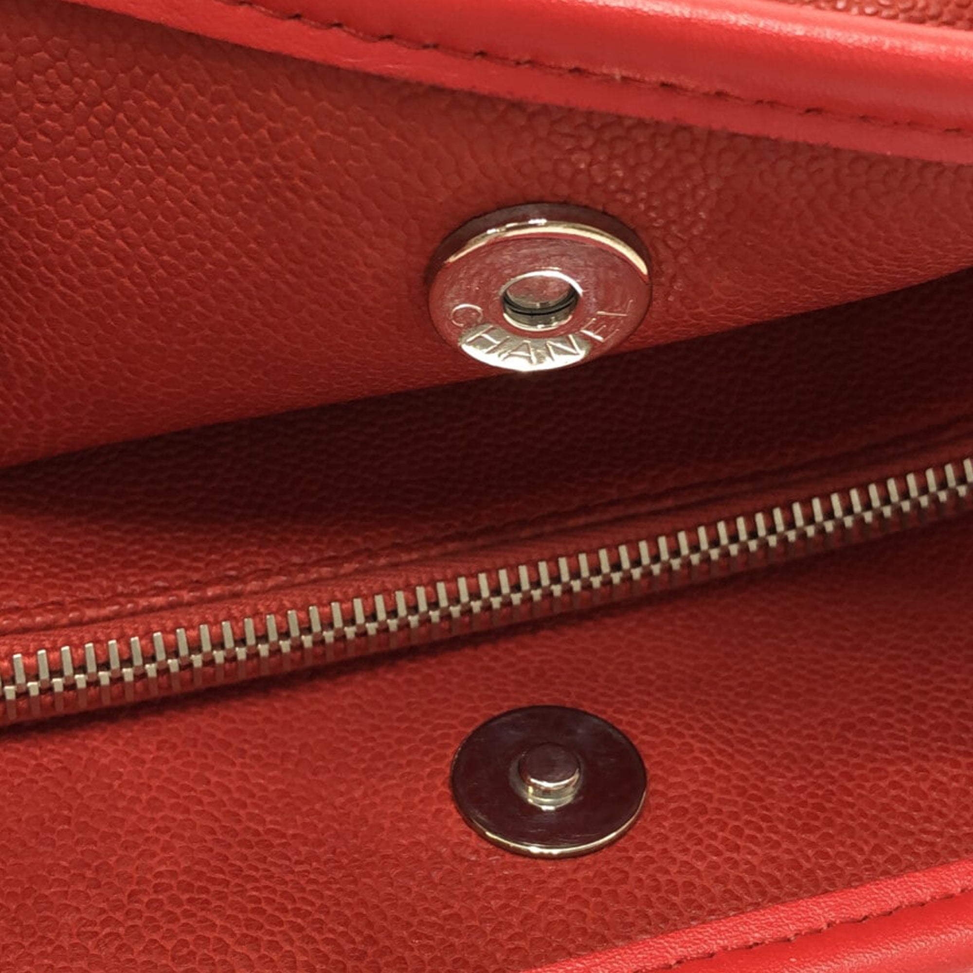 Red Chanel Caviar French Riviera Tote