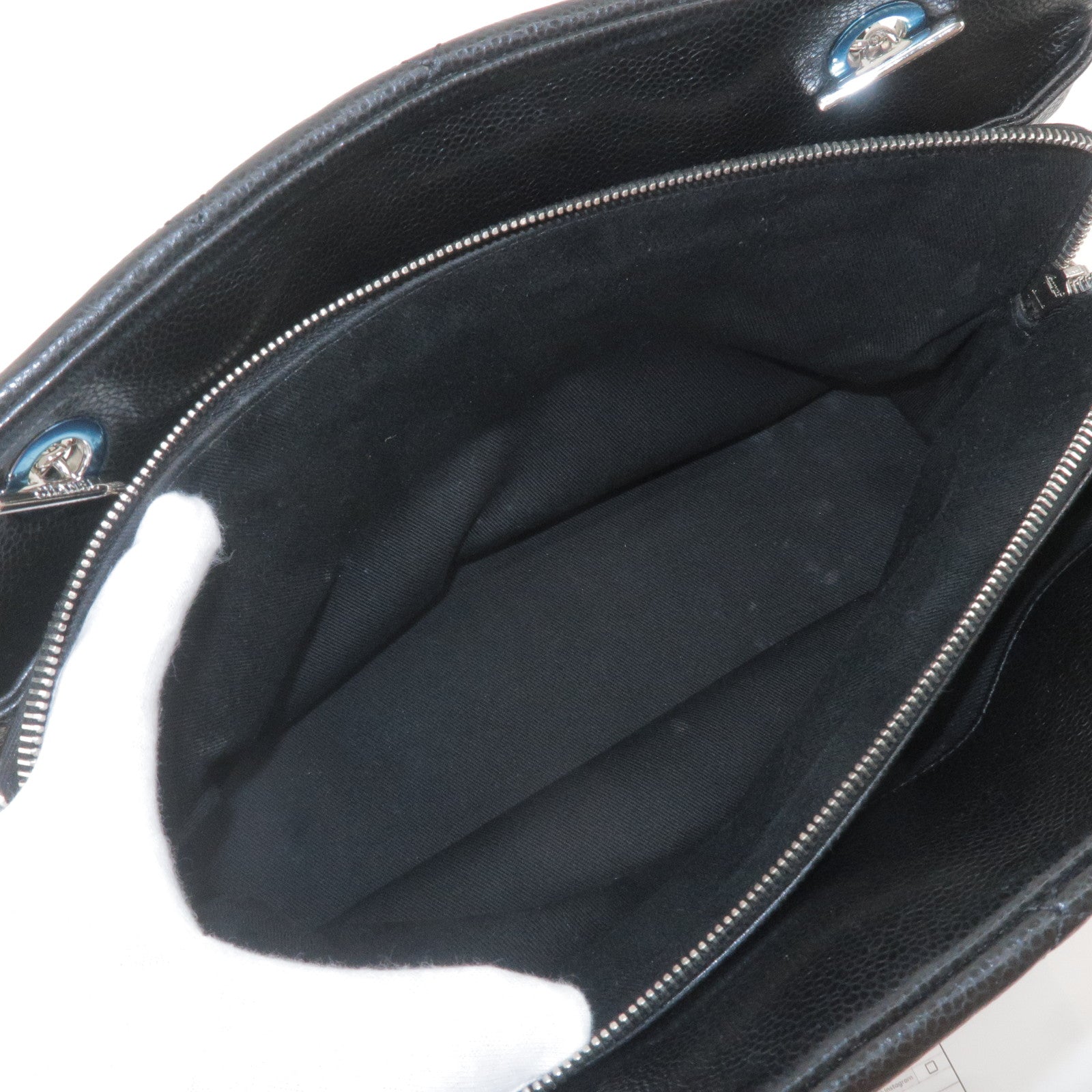 CHANEL Matelasse Caviar Skin Chain Tote Bag Black A67294