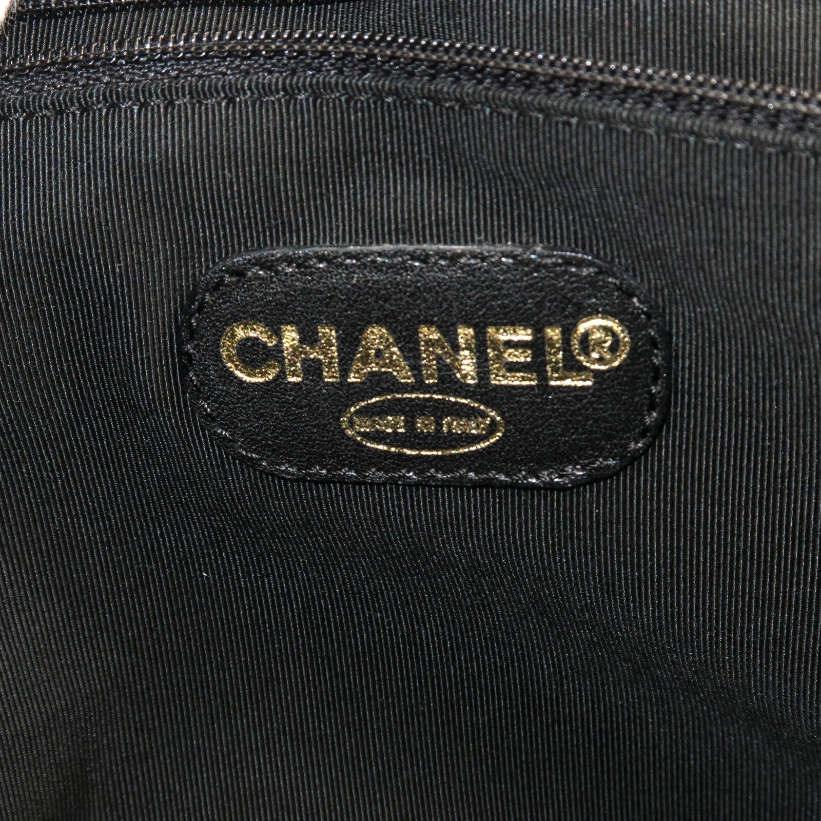 CHANEL Caviar Skin Chain Tote Bag Shoulder Bag Gold Black