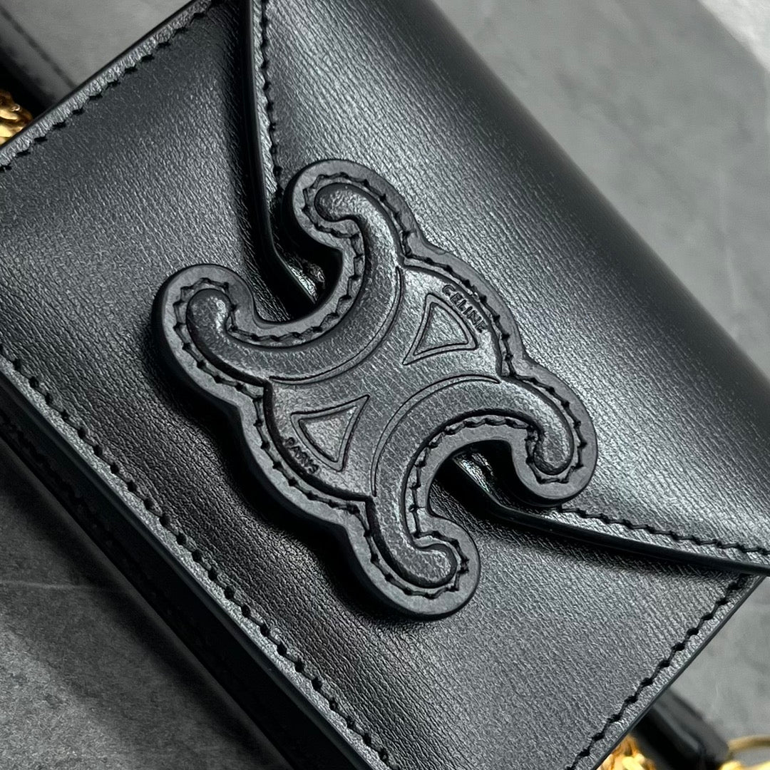 GLAMI Card Holder On Chain Triomphe Black For Women 4in/11cm 10J743DPV.38NO