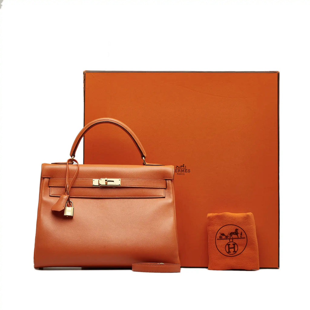 HermÃƒÆ’Ã‚Â¨s Kelly Retourne 32 Orange Swift Gold