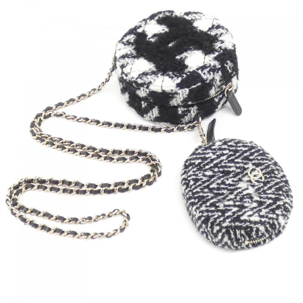 Chanel Round Tweed Clutch Bag