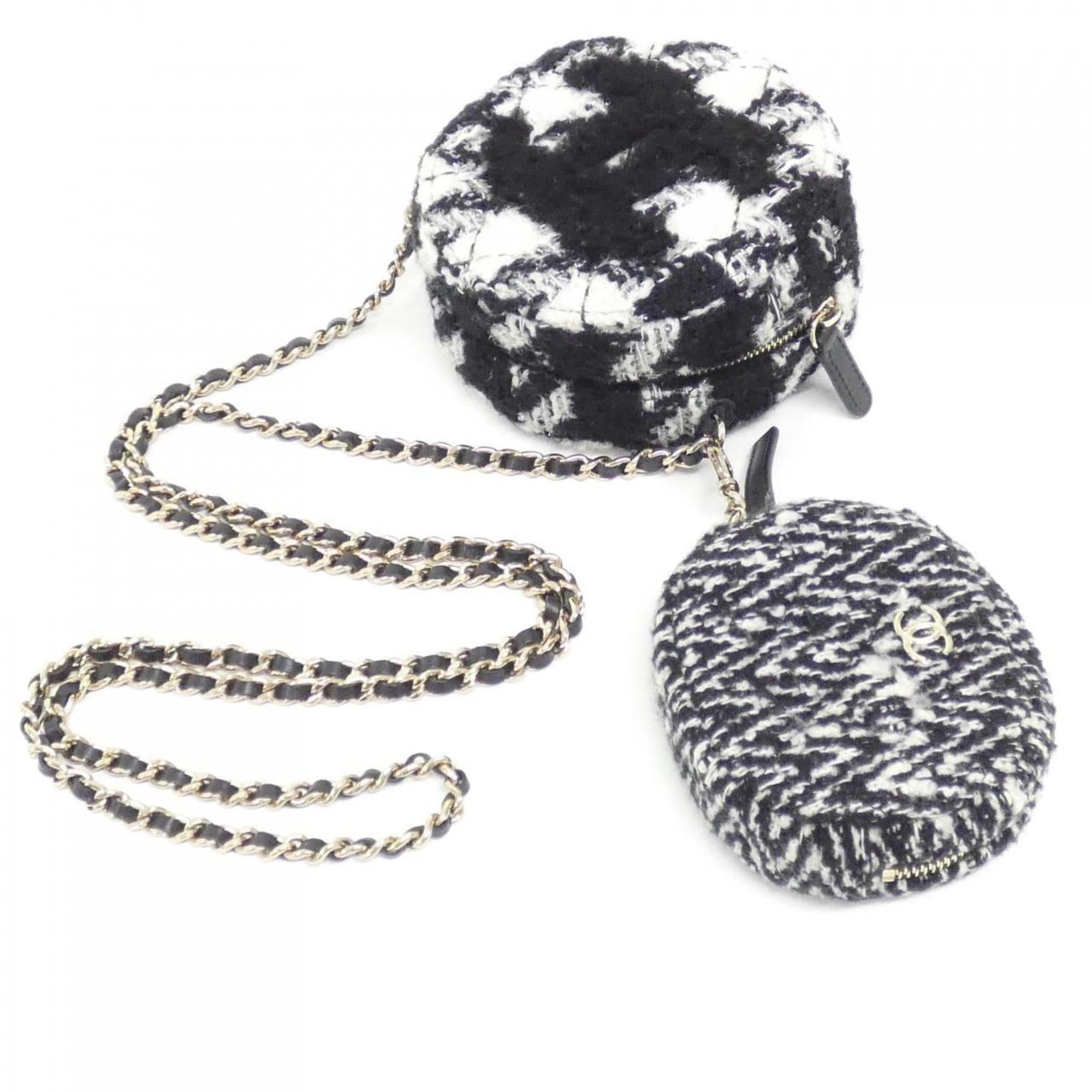 Chanel Round Tweed Clutch Bag