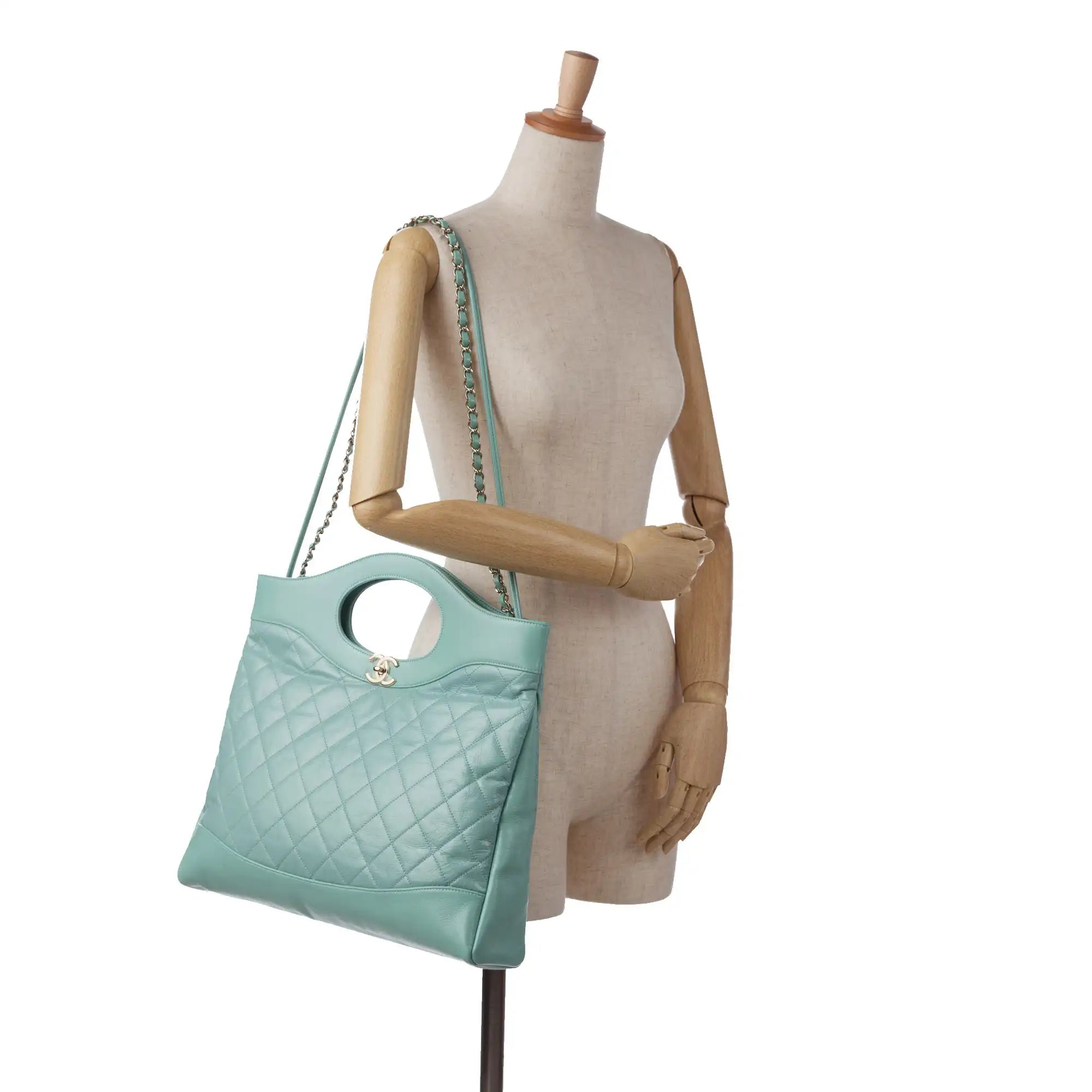 Chanel 31 Bag Large Light Blue Calfskin Silver