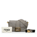 Fendi Joshua Vides Convertible Baguette White Black Checked Canvas