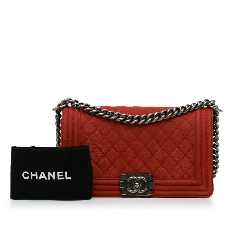 Chanel Boy Flap Large Red Caviar Ruthenium