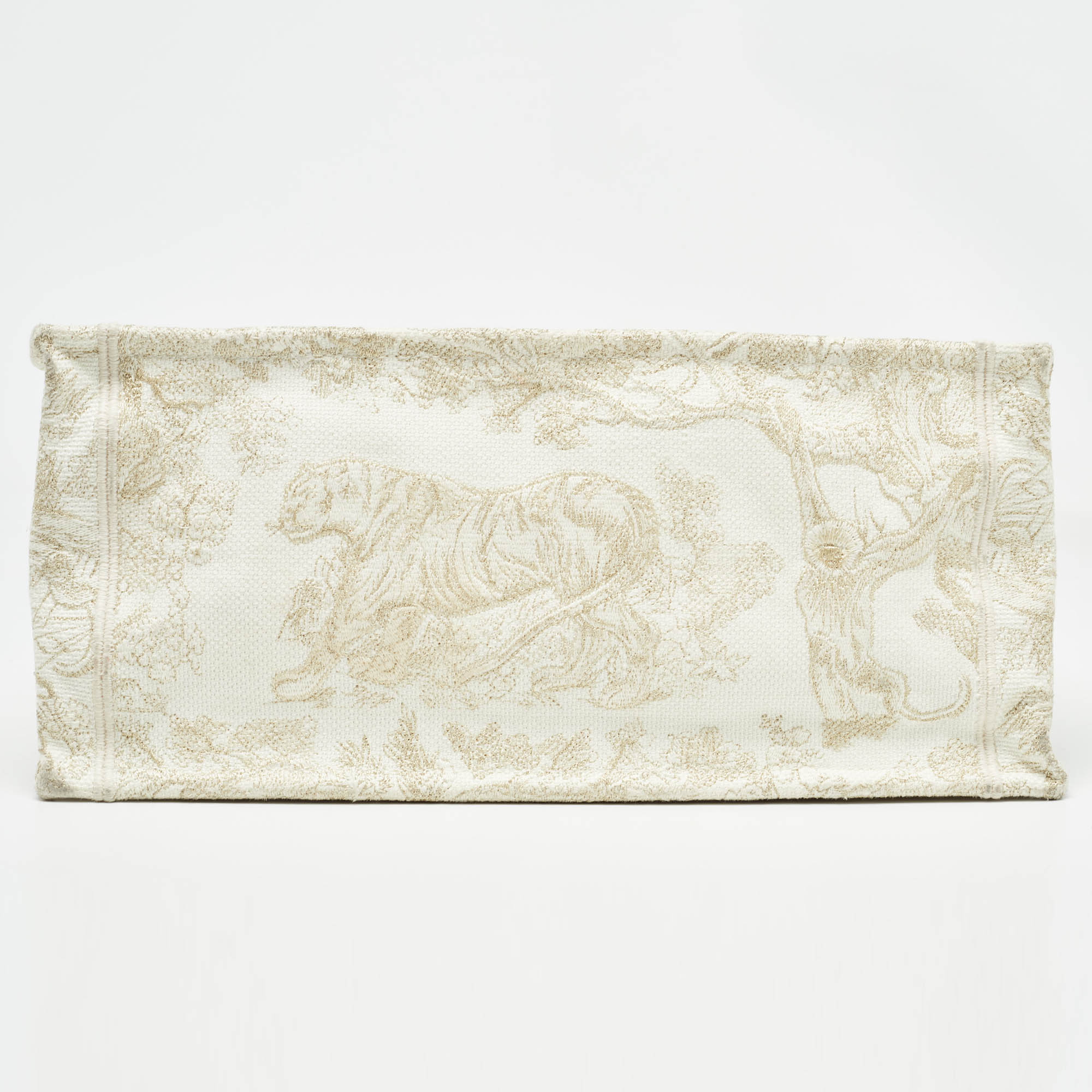 Dior /white Toile De Jouy Embroidered Canvas Medium Book Tote