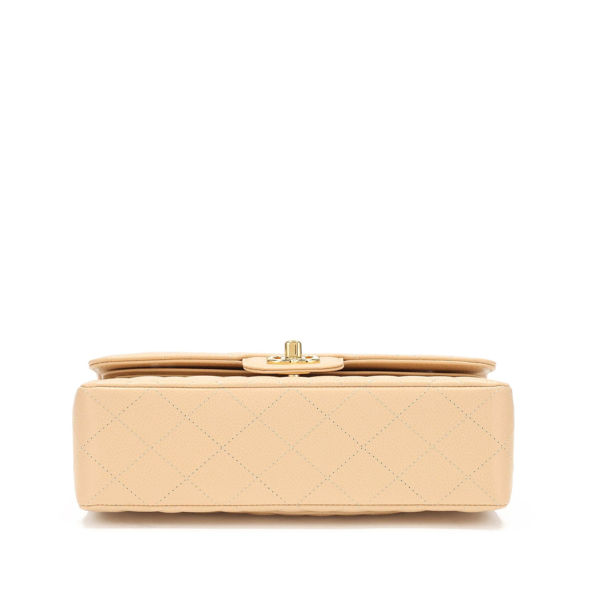 Chanel Beige Clair Quilted Caviar Small Classic Double Flap Gold Hardware, 2021