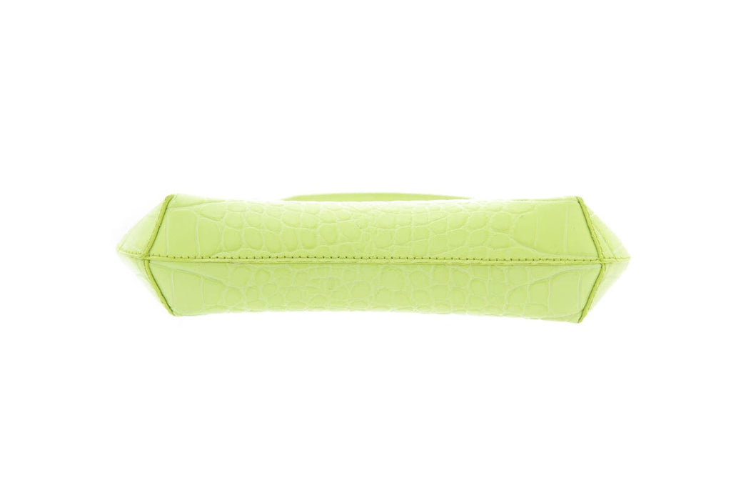 By Far "Amber" Lime  Embossed Croc Leather Handbag