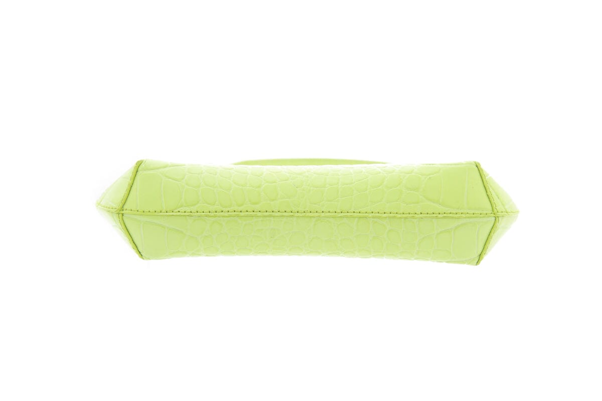 By Far "Amber" Lime  Embossed Croc Leather Handbag