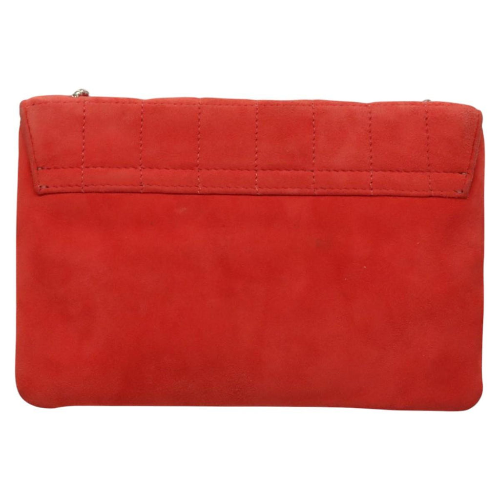 Chanel Red Suede Quilted Shoulder Bag