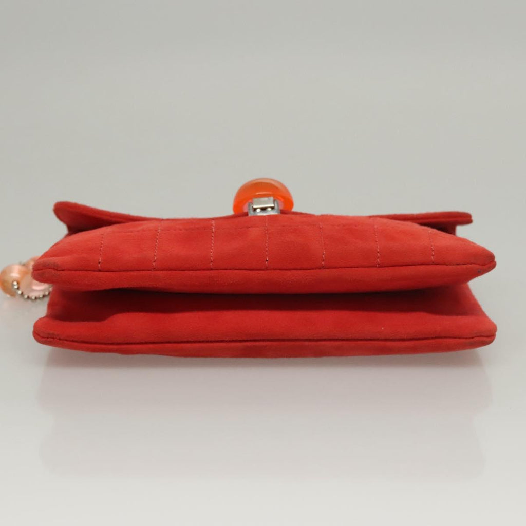 Chanel Red Suede Quilted Shoulder Bag