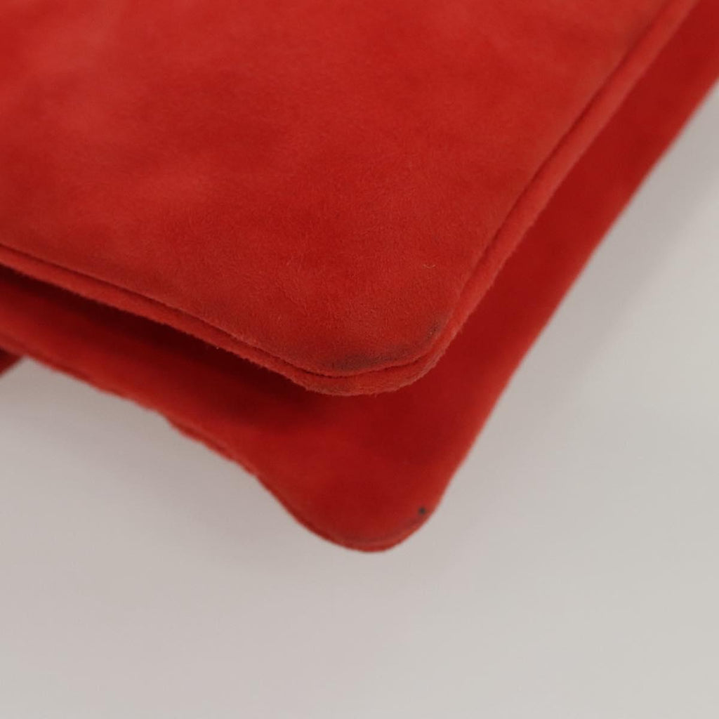 Chanel Red Suede Quilted Shoulder Bag