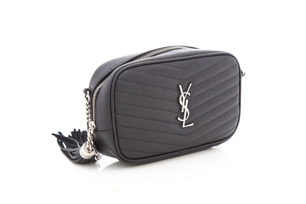 Saint Laurent Black Lou Mini Chevron Cross-Body