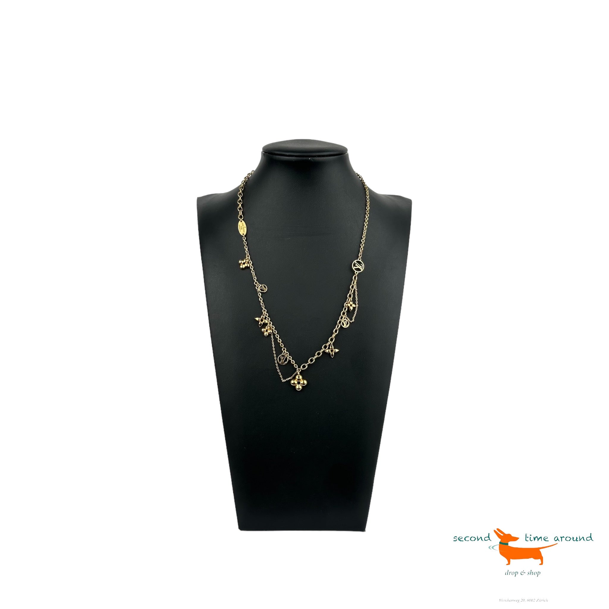 Louis Vuitton Collier Blooming Gold LV Circle Monogram Flower Necklace