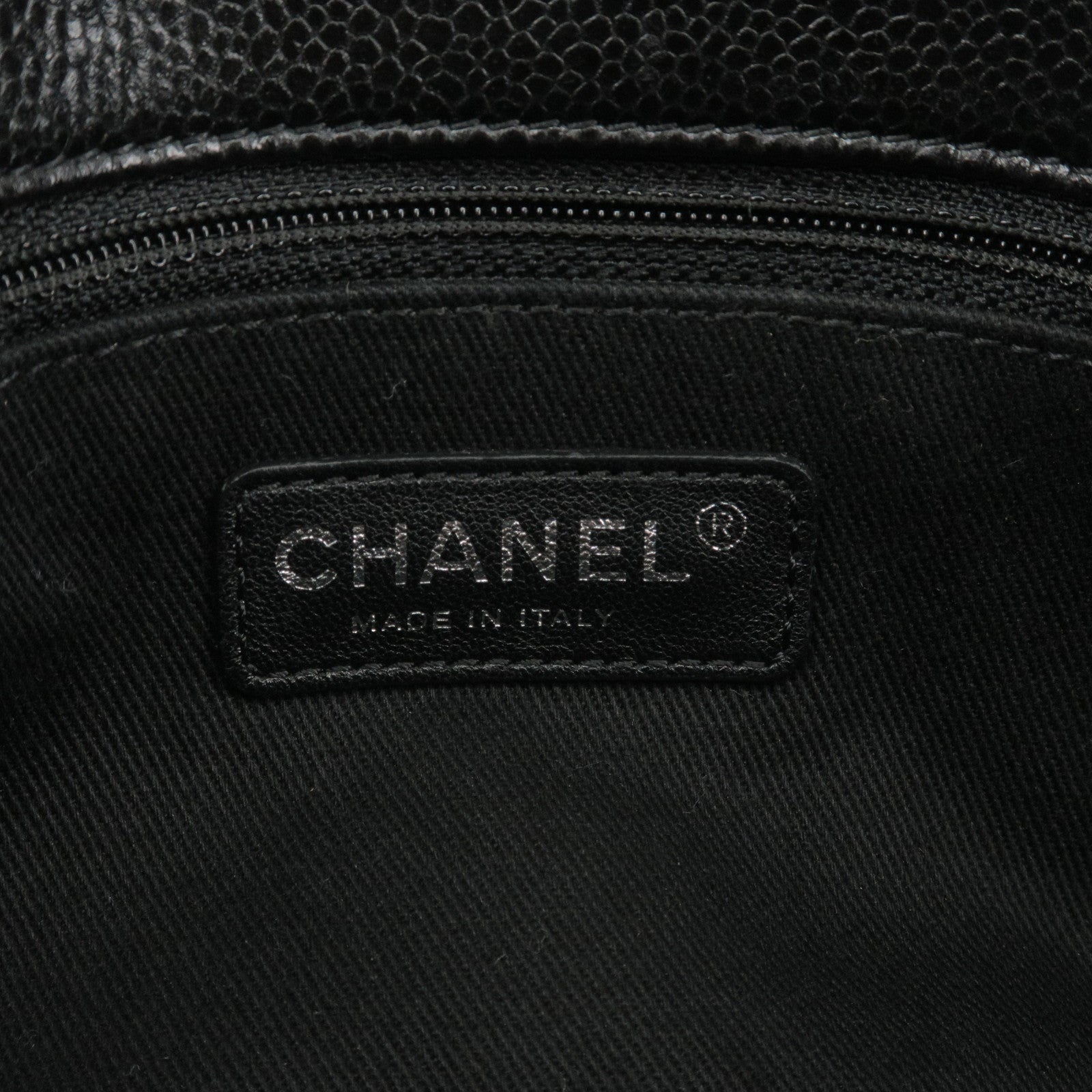 CHANEL Matelasse Caviar Skin Chain Tote Bag Black A67294