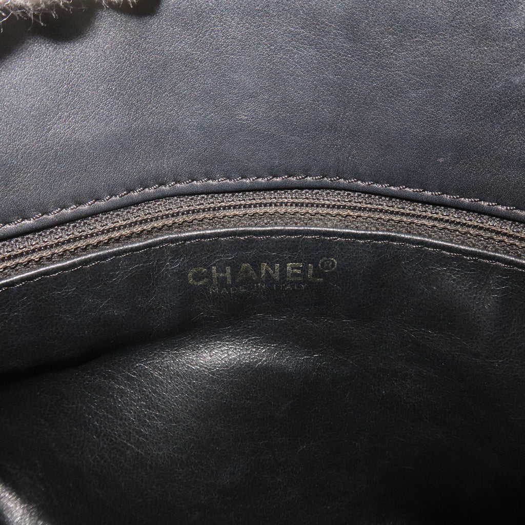 CHANEL Chocolate Bar Lamb Skin Chain Tote Bag Black A17859