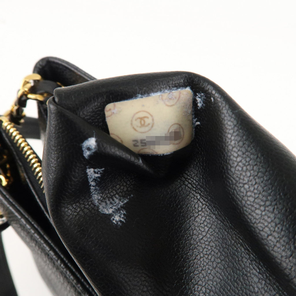 CHANEL Caviar Skin Coco Mark Chain Tote Bag Shoulder Bag
