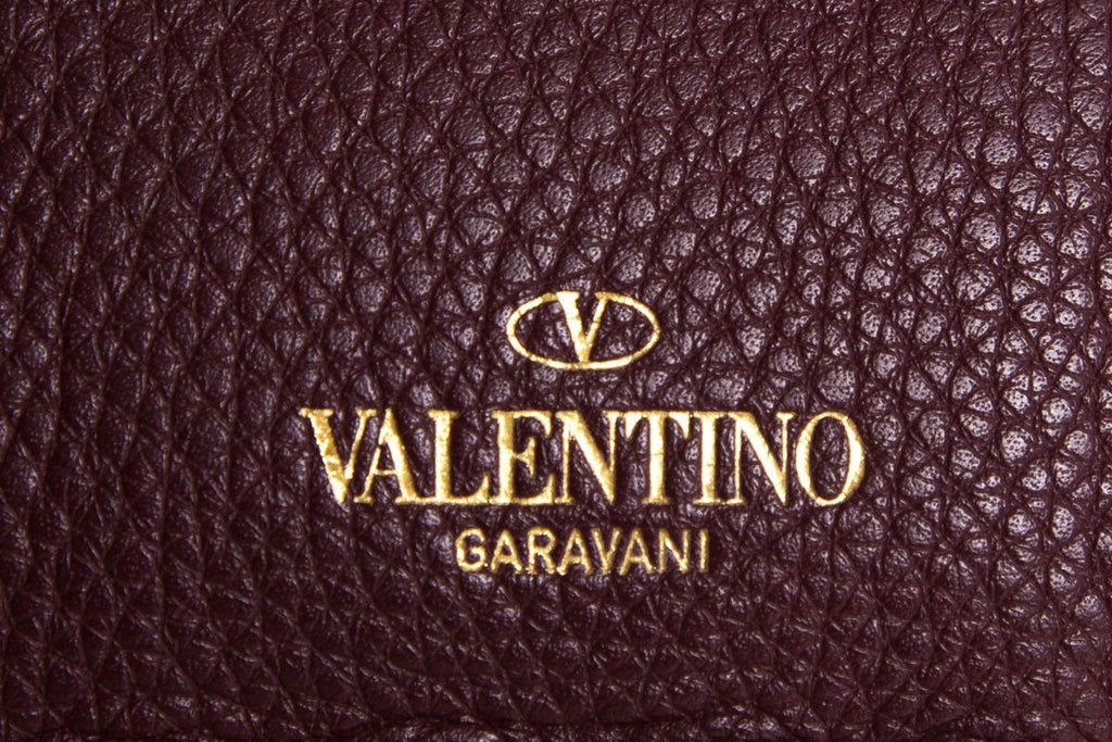 Valentino Plum Leather Rockstud Turquoise Accent Clutch