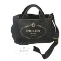 PRADA Tote Bag 1BG439 denim black Tote Bag Canapa mini Women Used
