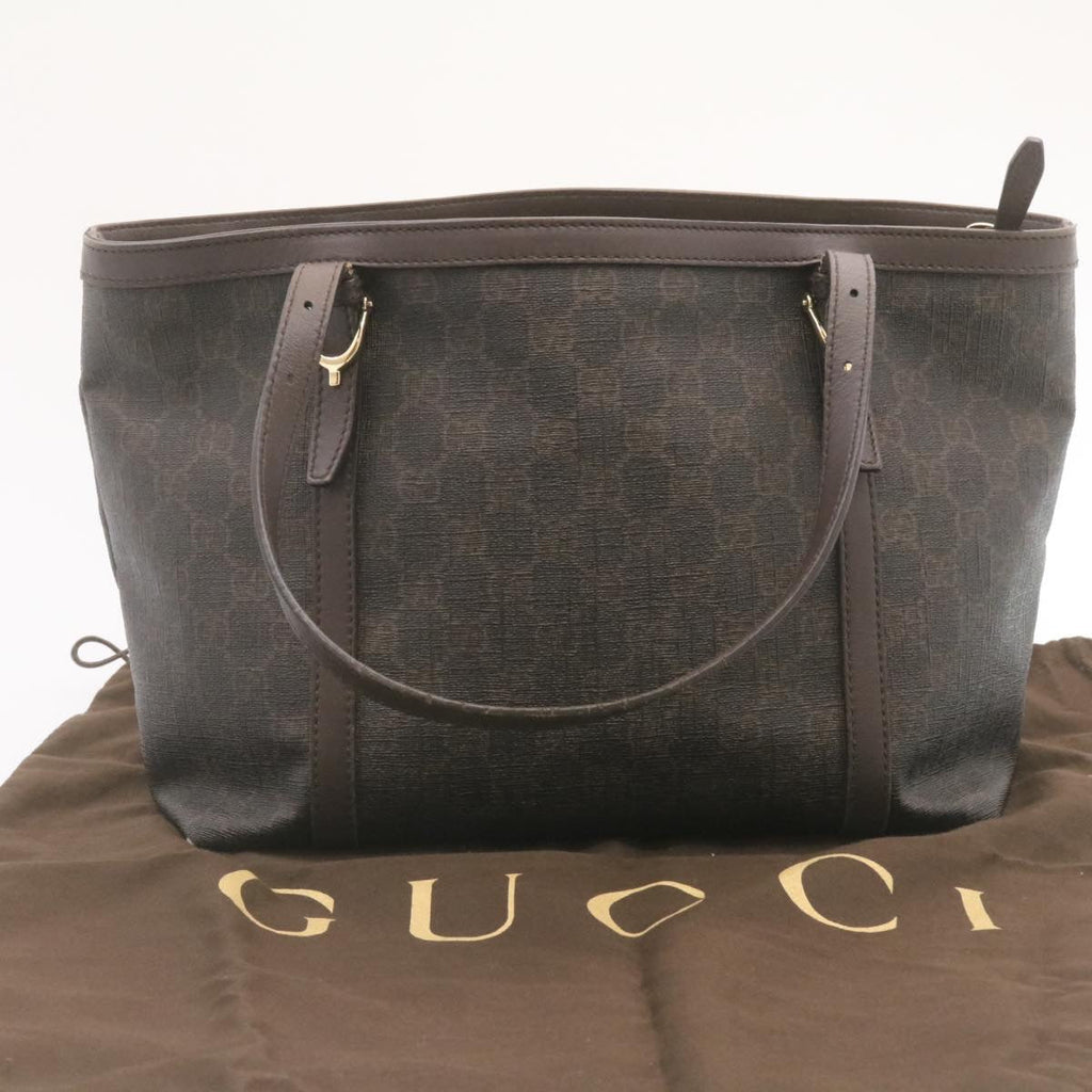 GUCCI GG Canvas Tote Bag PVC Leather Brown 336776 23085